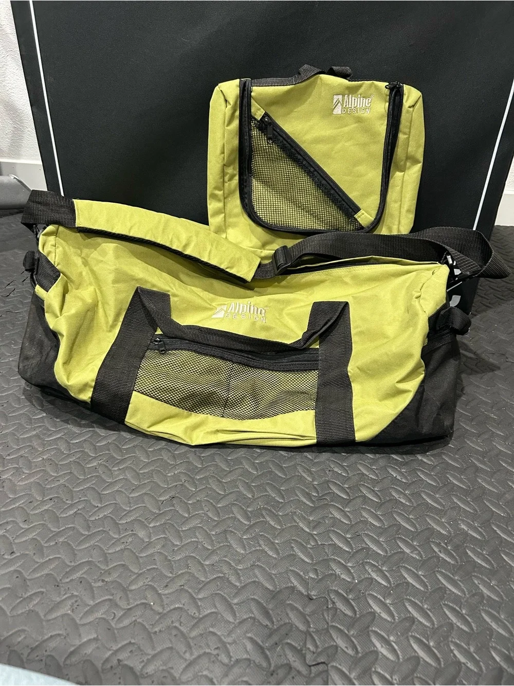 Alpine Design Green and Black Duffel Bag with Matching Pouch